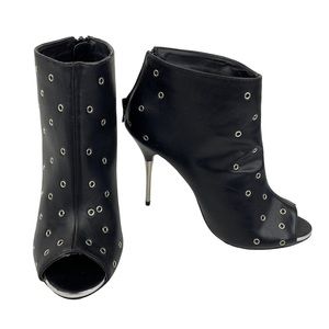 FRH Fierce Black Silver Studded Peeptoe Booties